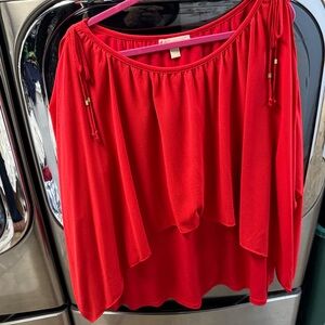 Flowy Red Off-Shoulder Top Michael kors 3x cut out on shoulders